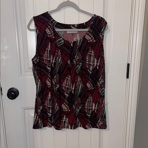 Kasper Red Sleeveless Fitted Blouse